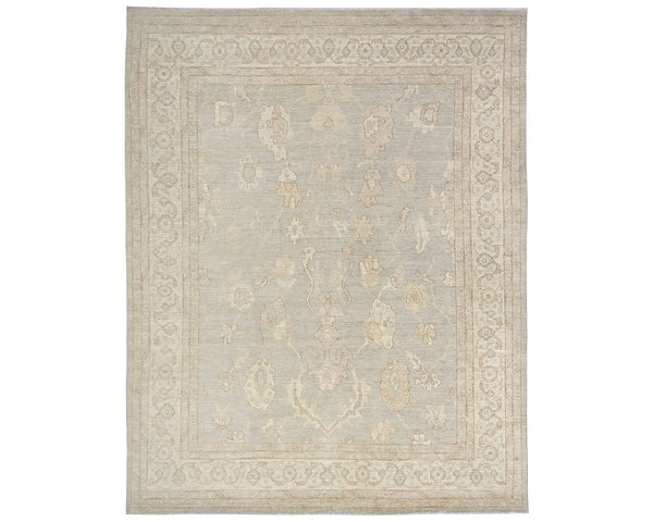 12x14 Zeigler Muted Gray Afghan Hand Knotted Wool Area Rug